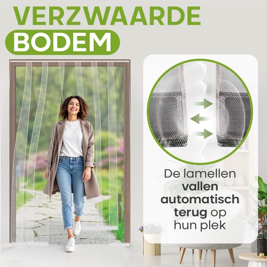 O'DADDY® Vliegengordijn Lamellenhor - 150x260 cm - Deurgordijn - Hordeur - Aanpasbaar Ontwerp - Glasvezel - Deurhor Wit