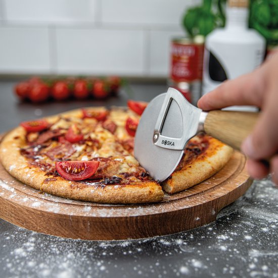 Boska Pizzasnijder Oslo+ - Non-stick BSF™ - Stabiel - Eikenhout & RVS