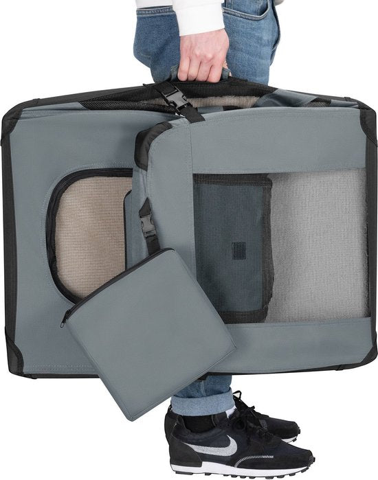 Vouwbare Hondentransportbox / Bench Lassie XL - Grijs - 56 x 81 x 58 cm