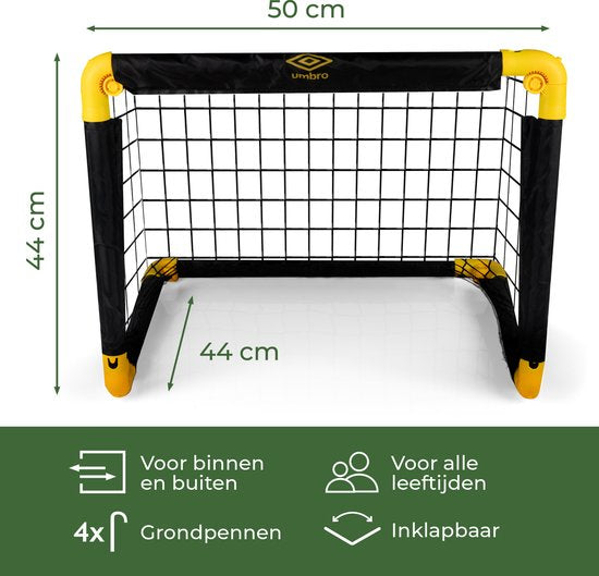 Umbro Voetbaldoeltjes - Set van 2 - Opvouwbaar Voetbaldoel - 50x44x44c m