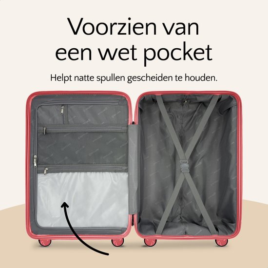 SKYCASES Urban Adventurer - Medium Reiskoffer - Cijferslot - 44x27x66cm - 78L - Trolley met Kofferslot - Spinner wielen - Rood V2