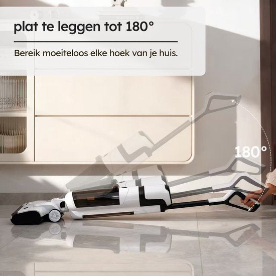 Saaf Vloerreiniger M200 – 45 min Accu – Elektrische Dweil – Steelstofzuiger met Dweilfunctie – Display & Reinigingsstation – Watersterilisatie – Wit