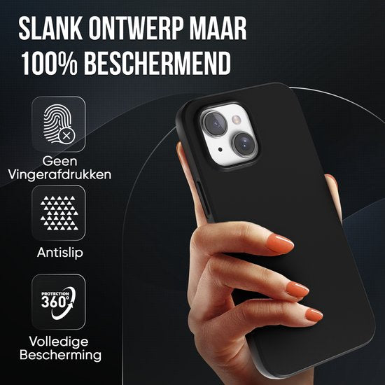 Telefoonhoesje Zwart Geschikt voor Iphone 13 Hoesje Met Screenprotector Beschermglas