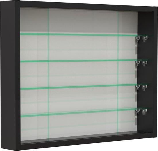 Vitrinekast staande hangende wandvitrine - glasplanken 50 cm breed x 4.5 diep - schuifdeuren