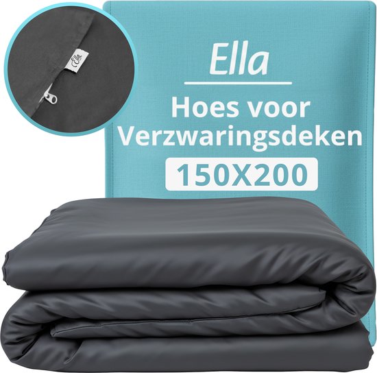 Hoes voor de verzwaringsdeken van EL Life 150 x 200 CM - 7 KG & 9 KG - Overtrek Hoes van 100% biologisch katoen - Antraciet