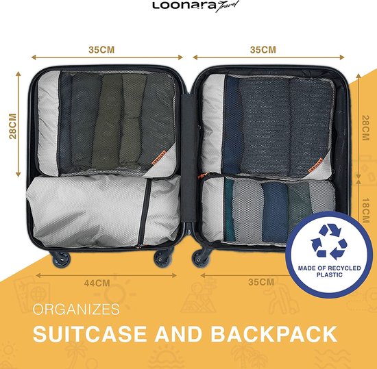 Packing Cubes met Compressie voor Koffer en Rugzak met Packing Bag, grijs