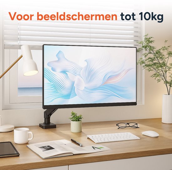 Monitor Arm met gasveer - Beugel voor 1 scherm - 13 t/m 32 Inch - Beugels - Extra stabiel - Zwart - Skoov