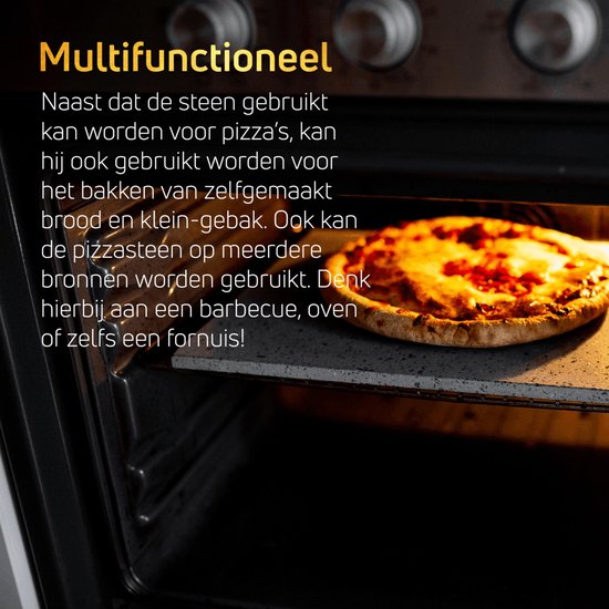 VDN Pizzasteen BBQ oven - lava van vulkaan Etna - Barbecue Pizza accessoires - Pizzaplaat - Made in Italy - Broodbaksteen - 30x38x1.1