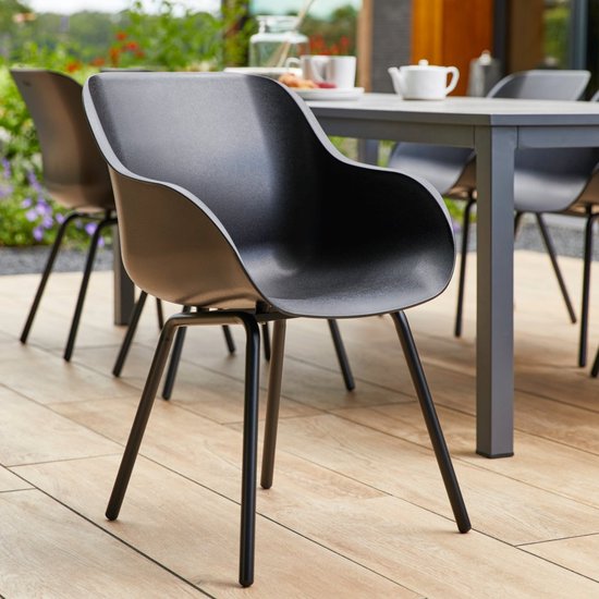Hartman Sophie elegance tuinstoel - Zwart - set van 2 - zwart rondo onderstel