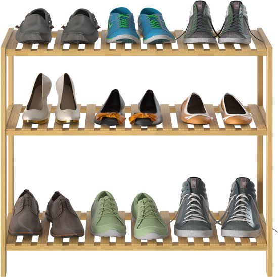 Casaria Schoenenrek - met 3 planken - 66x58x26 cm Bruin