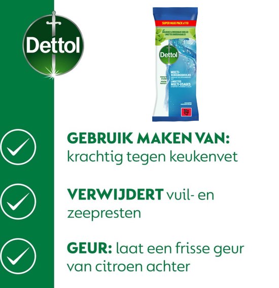 Dettol Reinigingsdoekjes Power & Fresh Ocean - 110 stuks