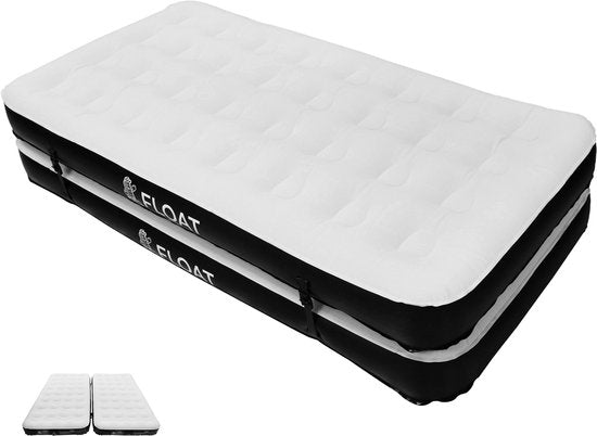 FLOAT Gemina - 3in1 Luchtbed met Elektrische pomp - 190x99x20 cm - Stevig Luchtmatras - Lichtgewicht voor camping - Twee 1 persoons luchtbedden