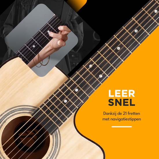 Finesse Akoestische Gitaar - met Videocursus - 4/4 40" - Western Gitaar - Gitaar Kind & Volwassenen - Naturel