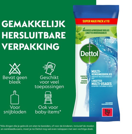 Dettol Reinigingsdoekjes Power & Fresh Ocean - 110 stuks