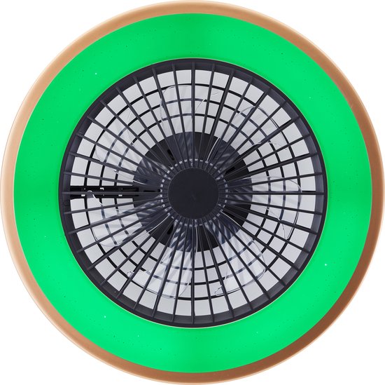 Brilliant Slimline - Plafondventilator - Met verlichting - LED 40W - 3000K-6500K - Dimbaar - Zwart met Goudenrand - Zeer stil