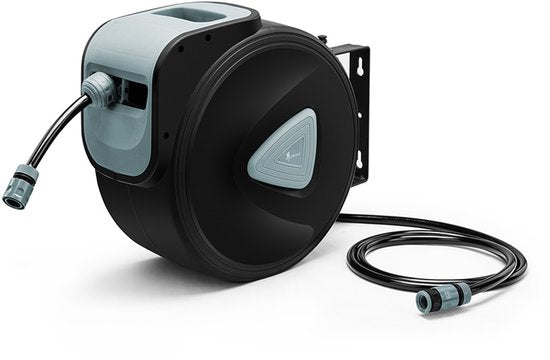 Hortensus Tuinslang Haspel 15m – Wandslangbox Automatisch – Tuinslanghaspel met Muurbevestiging – Knikvrije Tuinslang – Compacte Wandslanghouder voor Elke Tuin