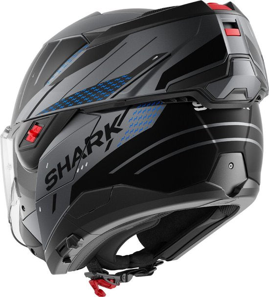 SHARK Oxo Rydger Mat Antraciet Blauw Zwart ABK Systeemhelm - Maat XL - Helm