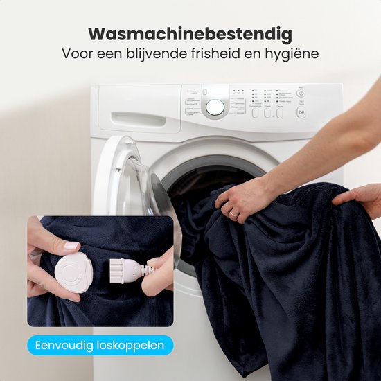 Auronic Elektrische Deken - Warmtedeken - Sherpa Fleece - 9 Hitte en Timerstanden - Bovendeken - 200x180 - 2 persoons - Blauw