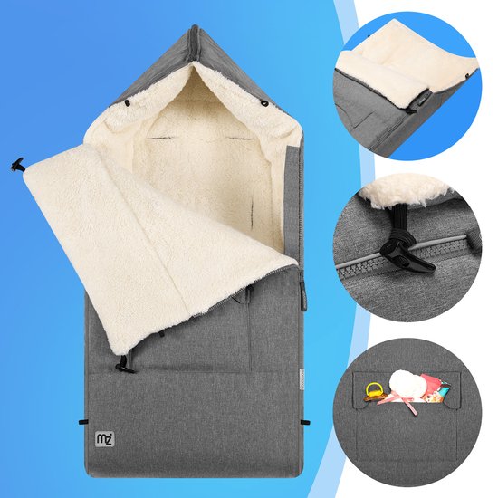 Monzana Baby Voetenzak – Ritssluiting Wasbaar 90x60cm - Grijs