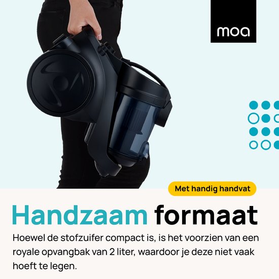 MOA Stofzuiger Zonder Zak - Inclusief HEPA H13 Filter - Combi Zuigmond - Stofzuiger - 900W - Zwart