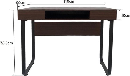 Bureau computer tafel Stoer - laptop buro - industrieel vintage - zwart metaal bruin hout