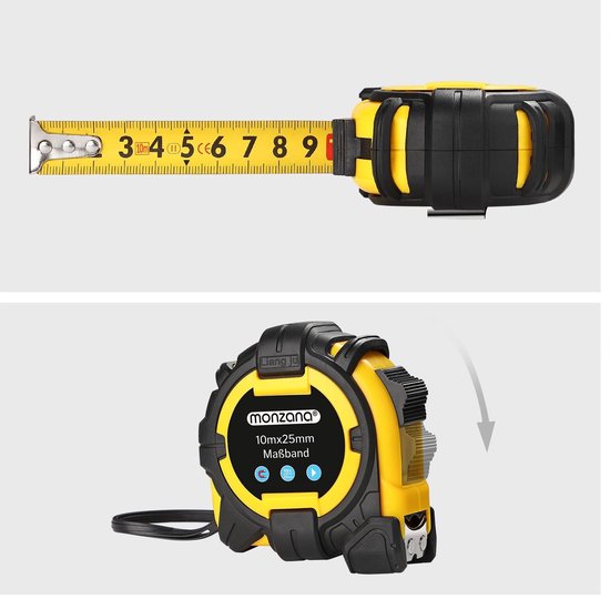 Monzana Meetlint Lintmeter 10m Eindhaak Autorolsysteem Vergrendeling Centimeter