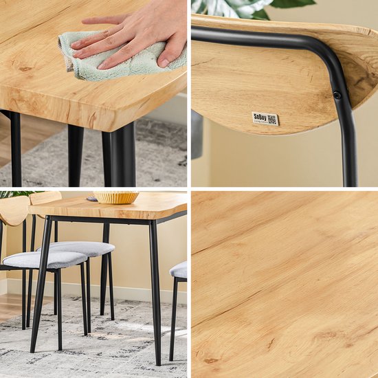 SoBuy OGT52-N Eettafelset 5-delig met Comfortabele Stoelen, Eettafel met 4 Stoelen, Compacte Keukentafel voor Kleine Ruimtes, Ideaal voor Eetkamer, Keuken, Woonkamer