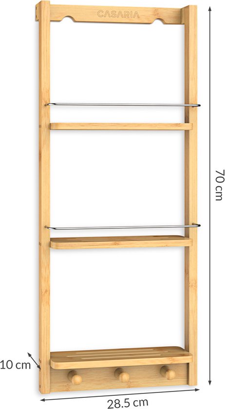 Casaria Bamboe Doucherek - Badkamerkast - Stellingkast- 70x28,5x10cm