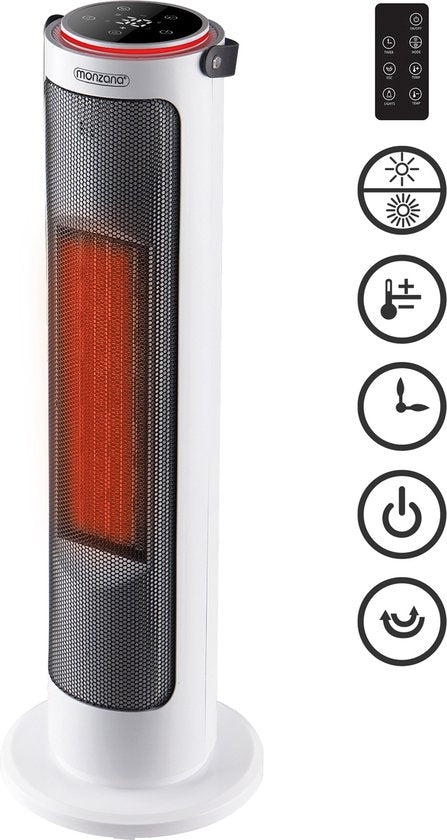 Monzana Keramische Ventilatorkachel 2000W - 4 Standen 15-35°C - Wit