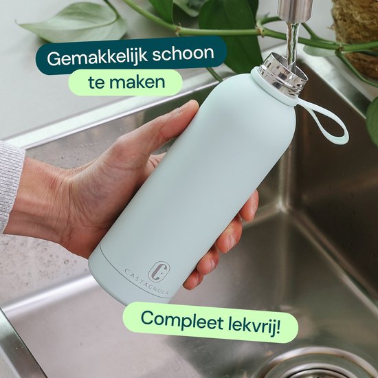 Castagnola Waterfles - RVS Drinkfles 500 ML - Stalen Thermosfles - Drinkflessen voor Volwassenen - Dubbelwandig - Lichtgroen