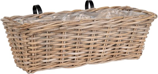 Kubu Rotan Hangende Plantenbak - Natuurlijk Afgewerkt | 60x20x23 cm