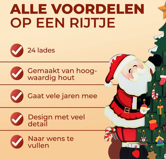 Spielwerk - Herbruikbare Adventskalender - Kerstboom 24 Deuren