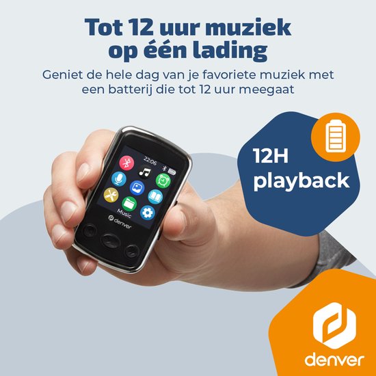 Denver MP3 Speler Incl oordopjes - Uitbreidbaar tot 128GB - Shuffle/Repeat Modus - Kinderen en volwassenen - Bevestigingsclip - AUX - MPS320B - Zwart