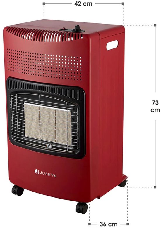 Gaskachel / Gashaard - 3-standen - Max 4200 Watt - Rood
