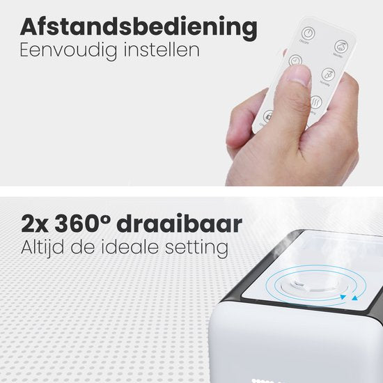 Auronic Luchtbevochtiger - 6L Tankcapaciteit Incl. Waterfilter - Babykamer & Slaapkamer - 3 Vernevelingsstanden - Wit