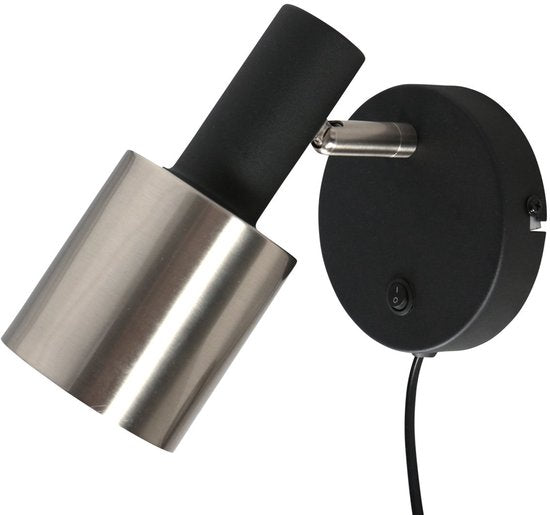 Wandlamp Fjorgard 4848ZW - Zwarte metalen wandlamp met een diameter van 20 cm, draaibaar en kantelbaar, merk Anne Light Home, stoer ontwerp voor binnengebruik