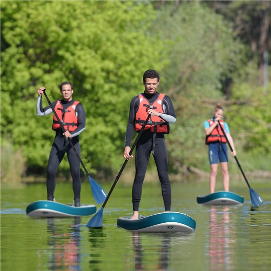 LifeGoods PaddlePro SUP Board - Opblaasbaar Paddle Board - Complete Set - Max. 135KG - 320x81cm - Wit/Deep Aqua
