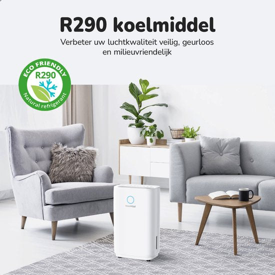 Bloomfold Luchtontvochtiger - 25L per Dag - Incl. Was-droog Functie - Geschikt voor Woonkamer, Slaapkamer, Kelder & Badkamer - Dehumidifier - Wit