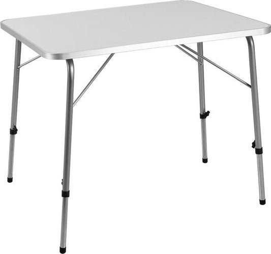 Casaria Campingtafel – Inklapbaar Verstelbaar 80 x 54 cm – Zilver Wit