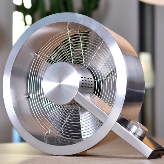 Stadler Form Q Vloerventilator – Brushed Metal – 2400 m³/u – Stil & Design – 3 standen - 40 m² / 100 m³