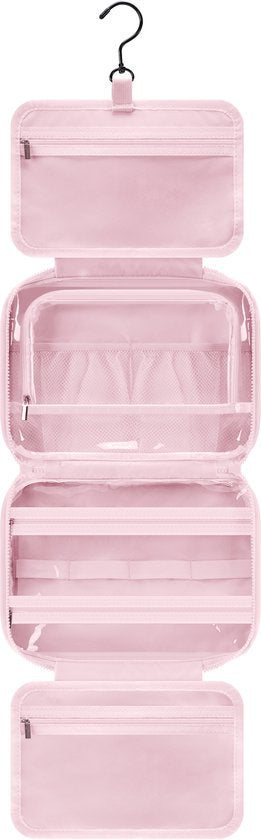 SC Travel Essentials Toilettas - Ophangbare Make-up Organizer en Sieradenhouder - Waterdicht en Compact - Ideaal voor Reizen en Dagelijks Gebruik - Roze