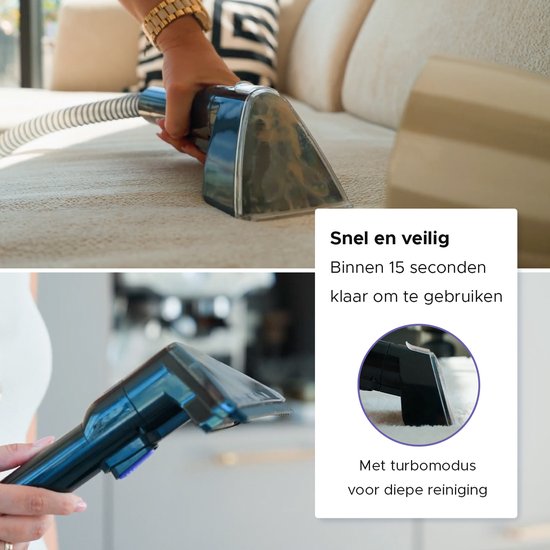 Motionflow Tapijtreiniger PRO – Stoomfunctie tot 100°C – 1700W - Zwart - Incl Opzetstukken