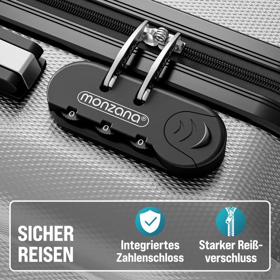 MONZANA Kofferset - Koffer M L XL 3-delig Hardcase Handbagage - Zilver