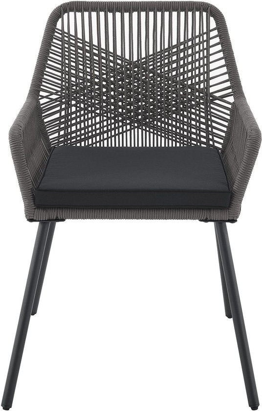 Juskys – Kastos Tuinstoelen – Set Van 2 – 61 x 57 x 86 cm – Inclusief Zitkussens En Belastbaar Tot 150 kg – Voor Balkon En Terras – Grijs Polypropyleen En Staal