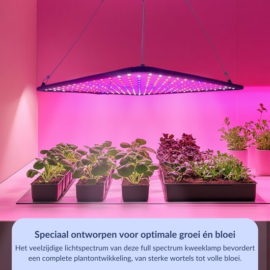 a sunny day LED groeilamp - kweeklamp - full spectrum - groei & bloei - grow light - groeilamp full spectrum - 45 Watt - 30 x 30 cm - 225 LEDs