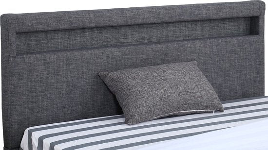 Gestoffeerd bed Verona - 120 x 200cm - Donkergrijs - LED Verlichting