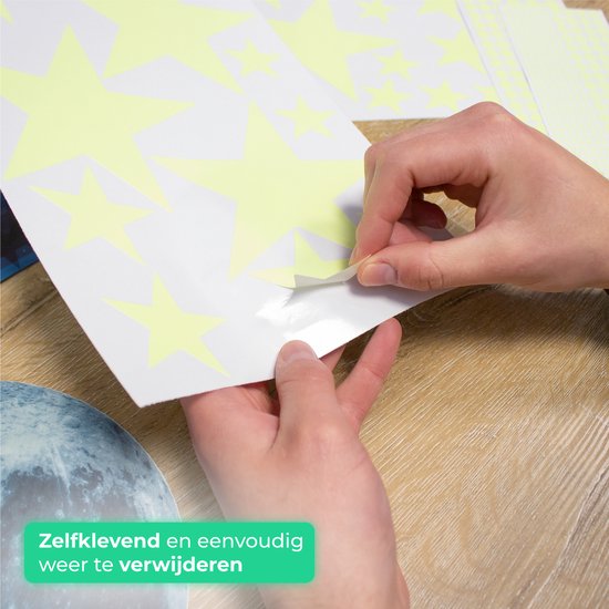 Nuvance - Glow in the Dark muur stickers (Maan en sterren) - 442 Stuks - Acryl
