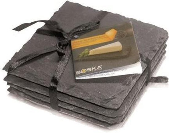 Boska Onderzetters Leisteen - Set van vier stuks - Leisteen onderzetters - 100 x 100 x 6 mm - Cadeautips voor mannen - Cadeautips voor vrouwen - Cadeau voor mama - Cadeautips voor mannen - Keukengerei - Keuken accessoires - 10 jaar garantie