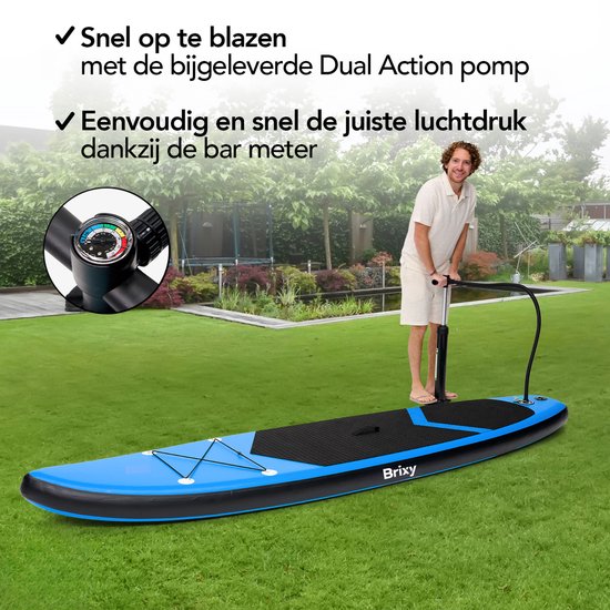 Brixy SUP Board - Opblaasbaar Paddle Board - Complete Set - 305 cm - Max. 150 kg - Blauw
