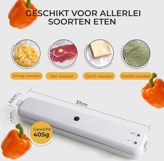 Gtrise - Vacumeermachine - 10 vacumeerzakken - Eenvoudig - Vacuum Sealer - Vacuümmachine - Voor Alle Soorten Voedsel